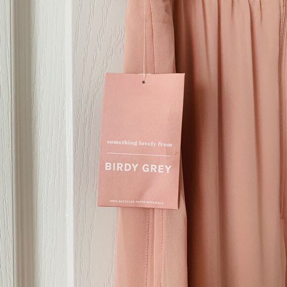 NWT Birdy Grey Hannah Empire Dress Pink Dusty Rose Small Chiffon Bridesmaid Flow - Picture 8 of 15